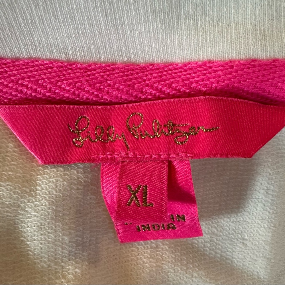 Lilly Pulitzer XL Sheridan Long Sleeve Sweatshirt in Resort White Sequin Parrot - Picture 9 of 11